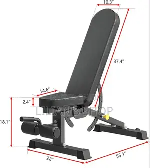 Clover Fitness T14 Pro Adjustable Weight Bench in Black.
