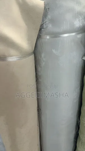 Floral Curtains in Beige and Gray