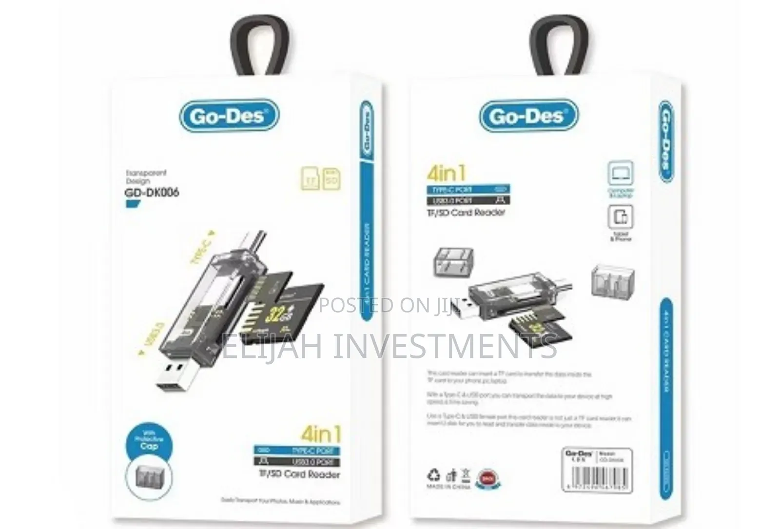 Go-Des Gd-Dk006 Transparent Design 4-in-1 Tf/Sd Card Reader