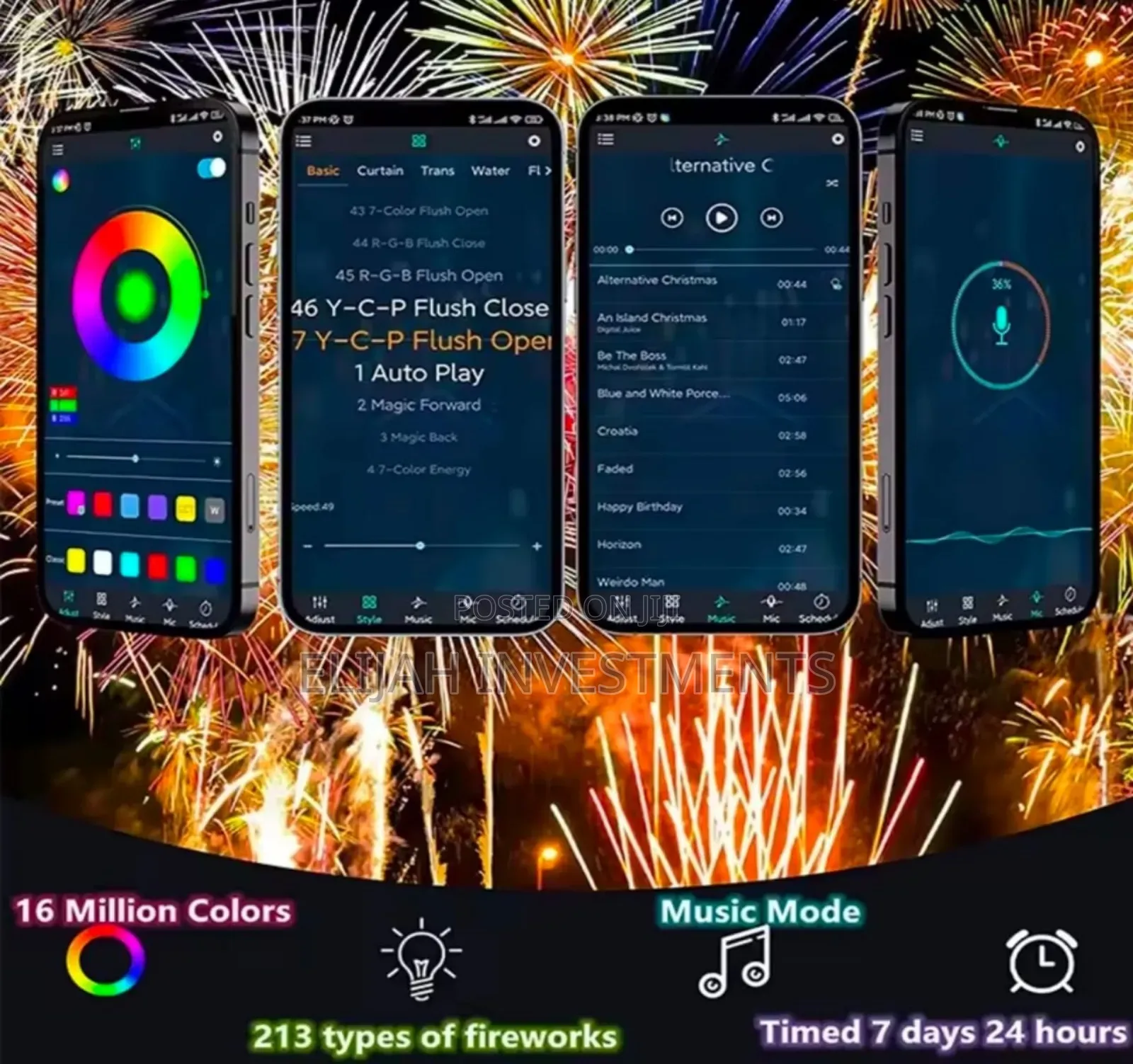App Smart Control Ic Led RGB Fireworks Light Kit