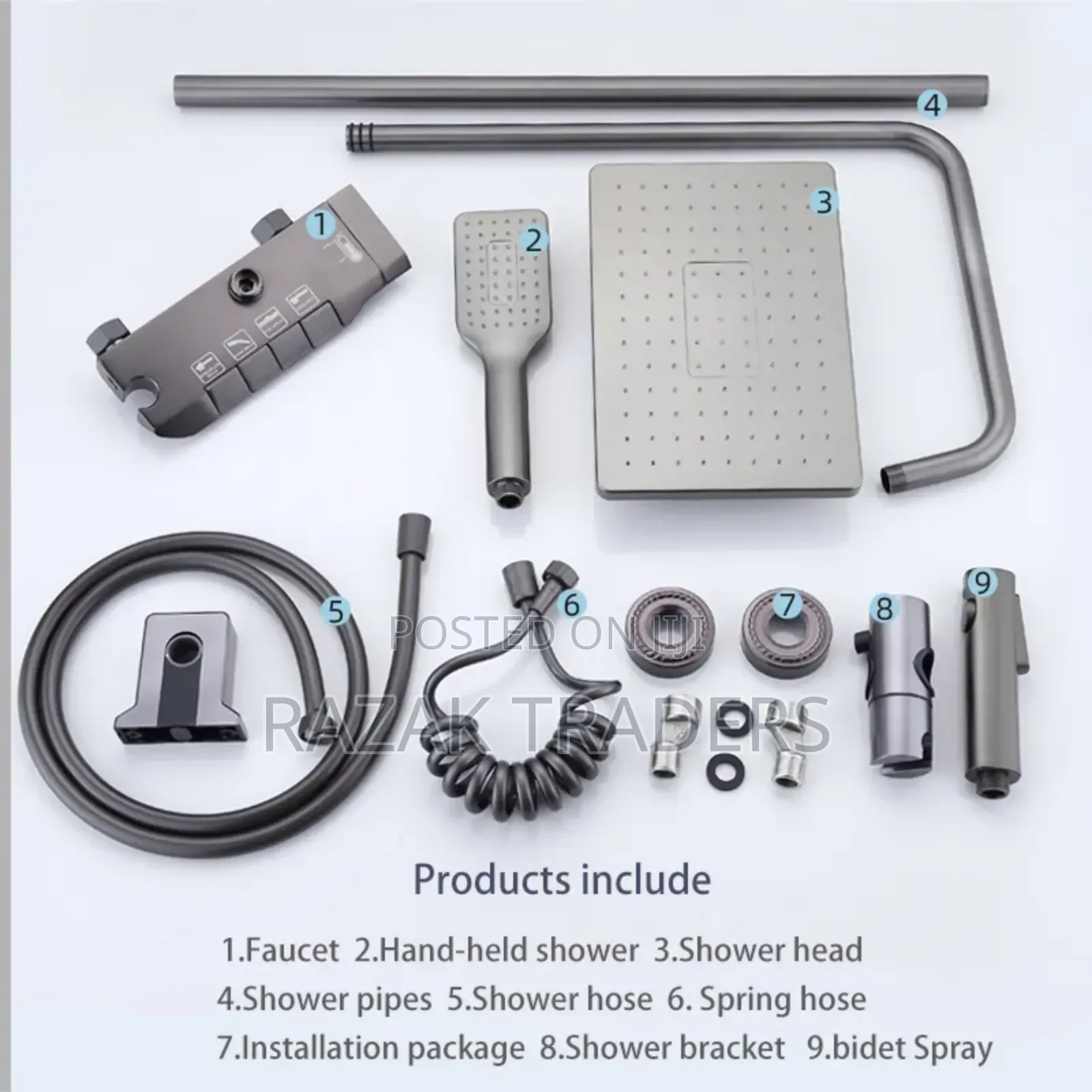Modern Thermostatic Shower System With a Square Rain Shower Head