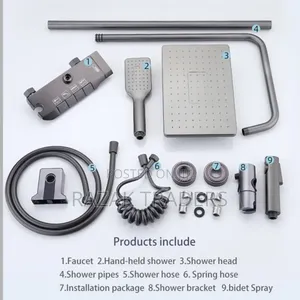 Modern Thermostatic Shower System With a Square Rain Shower Head