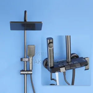Modern Thermostatic Shower System With a Square Rain Shower Head