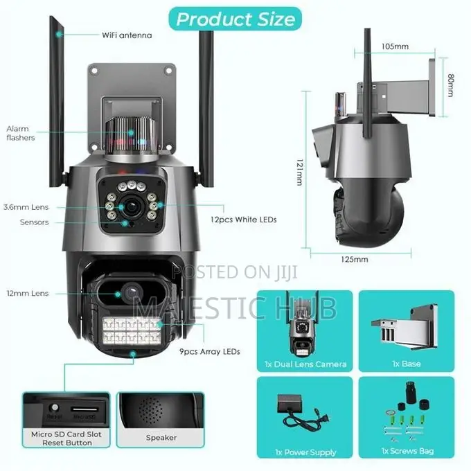 V380 Outdoor Dual Lens Wifi Surveillance CCTV Waterproof, Night Vision