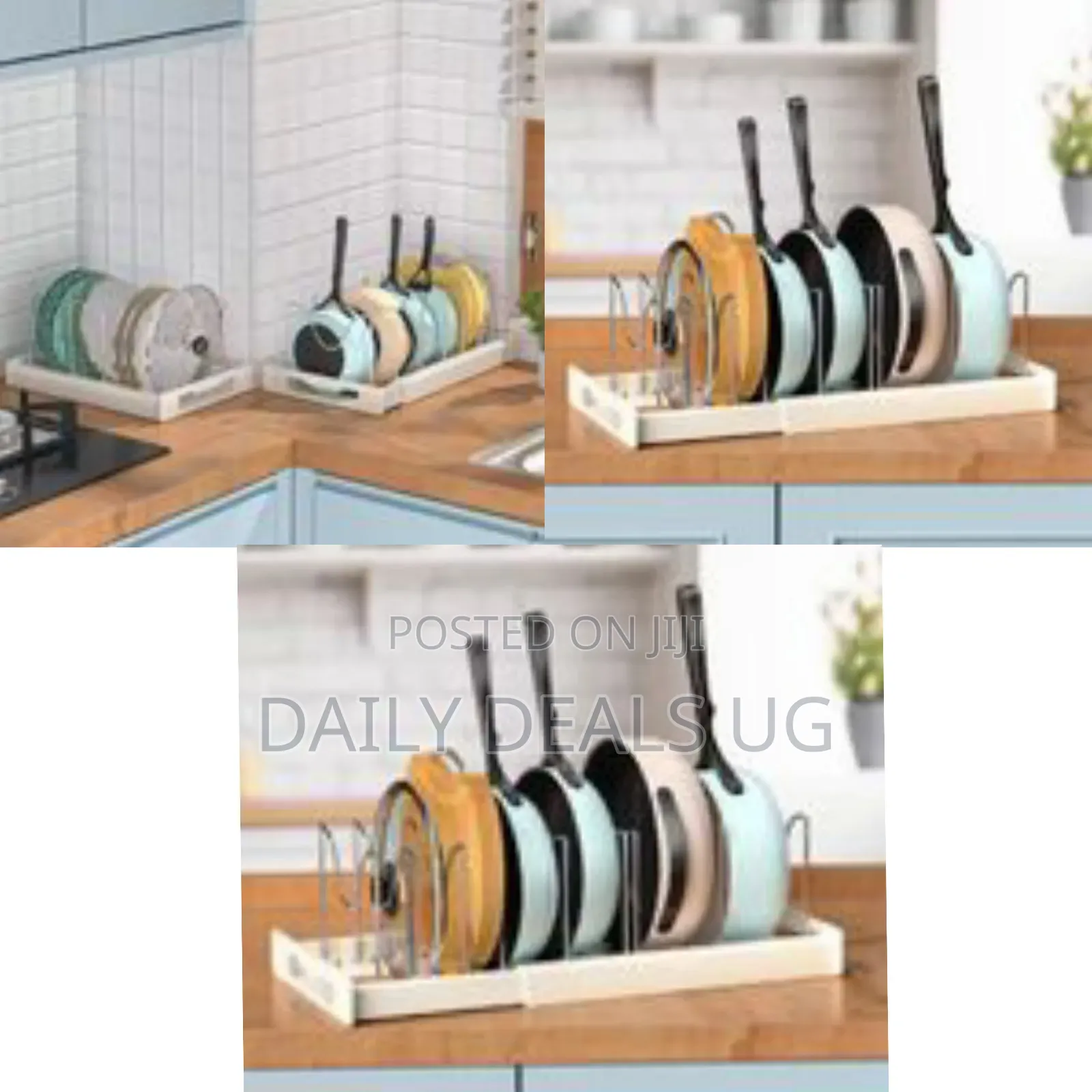 Adjustable Pot, Pan, and Lid Organizer Rack - Multicolor