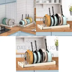 Adjustable Pot, Pan, and Lid Organizer Rack - Multicolor
