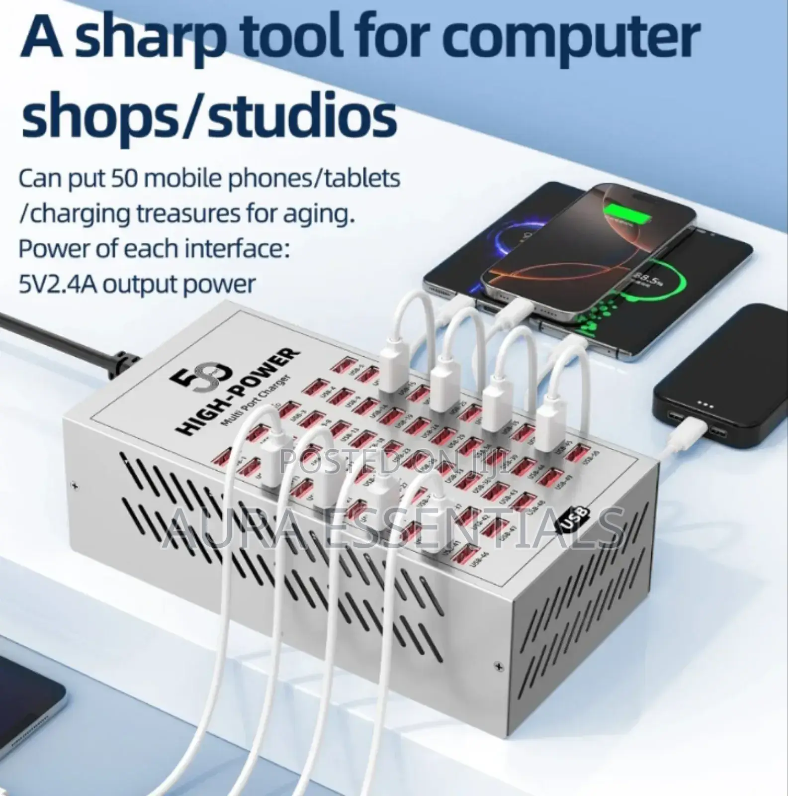 50-Port Usb High-Power Charging Station Designed for Commercial Use