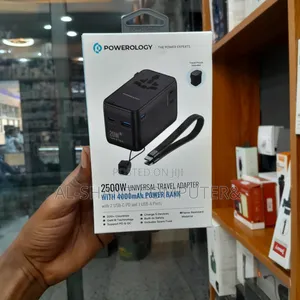 Powerology 2500w Travel Adapter With 4000mah Power Bank