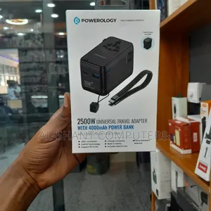 Powerology 2500w Travel Adapter With 4000mah Power Bank