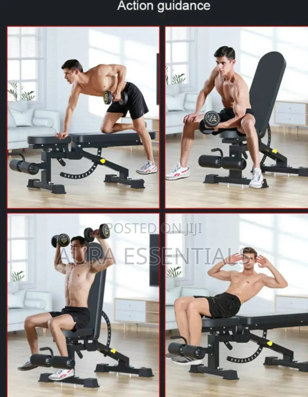 Clover Fitness T14 Pro Adjustable Weight Bench in Black