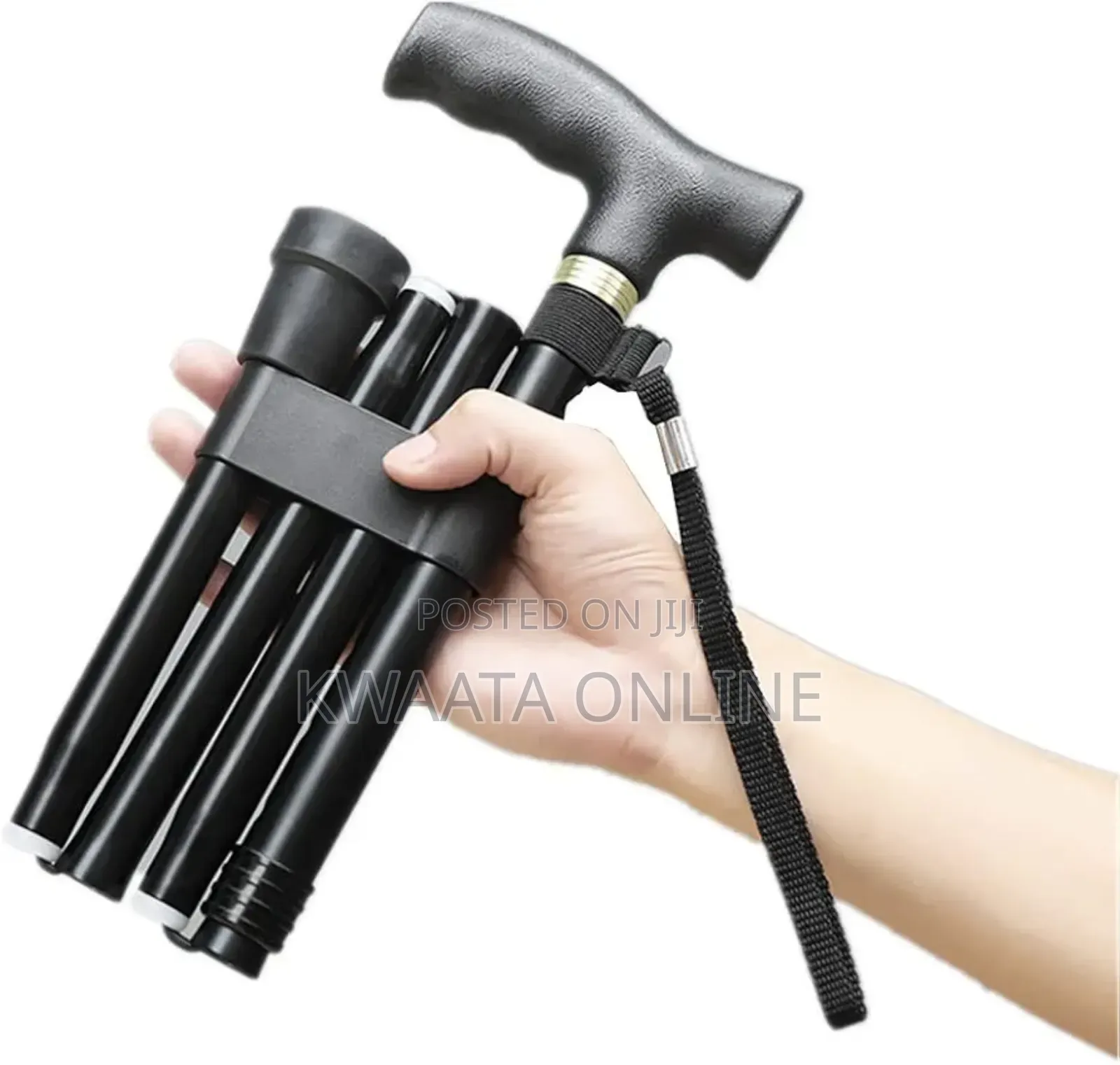 Folding Walking Stick Cane, T Handle Adjustable Height, Non-Slip Base