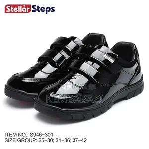 Pair of Stellar Steps Black Patent Leather Mary Jane School Shoes.
