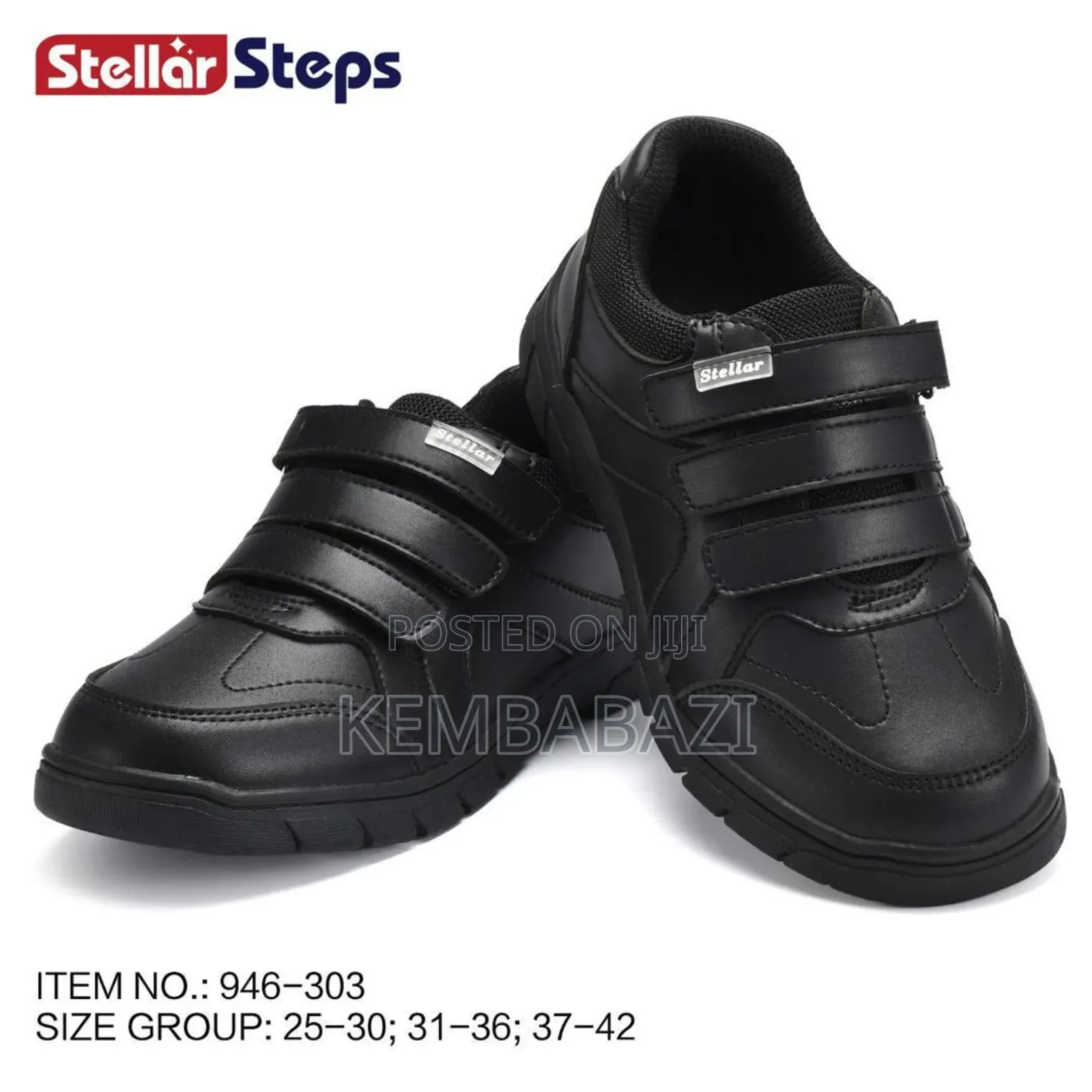 Pair of Stellar Steps Black Patent Leather Mary Jane School Shoes.