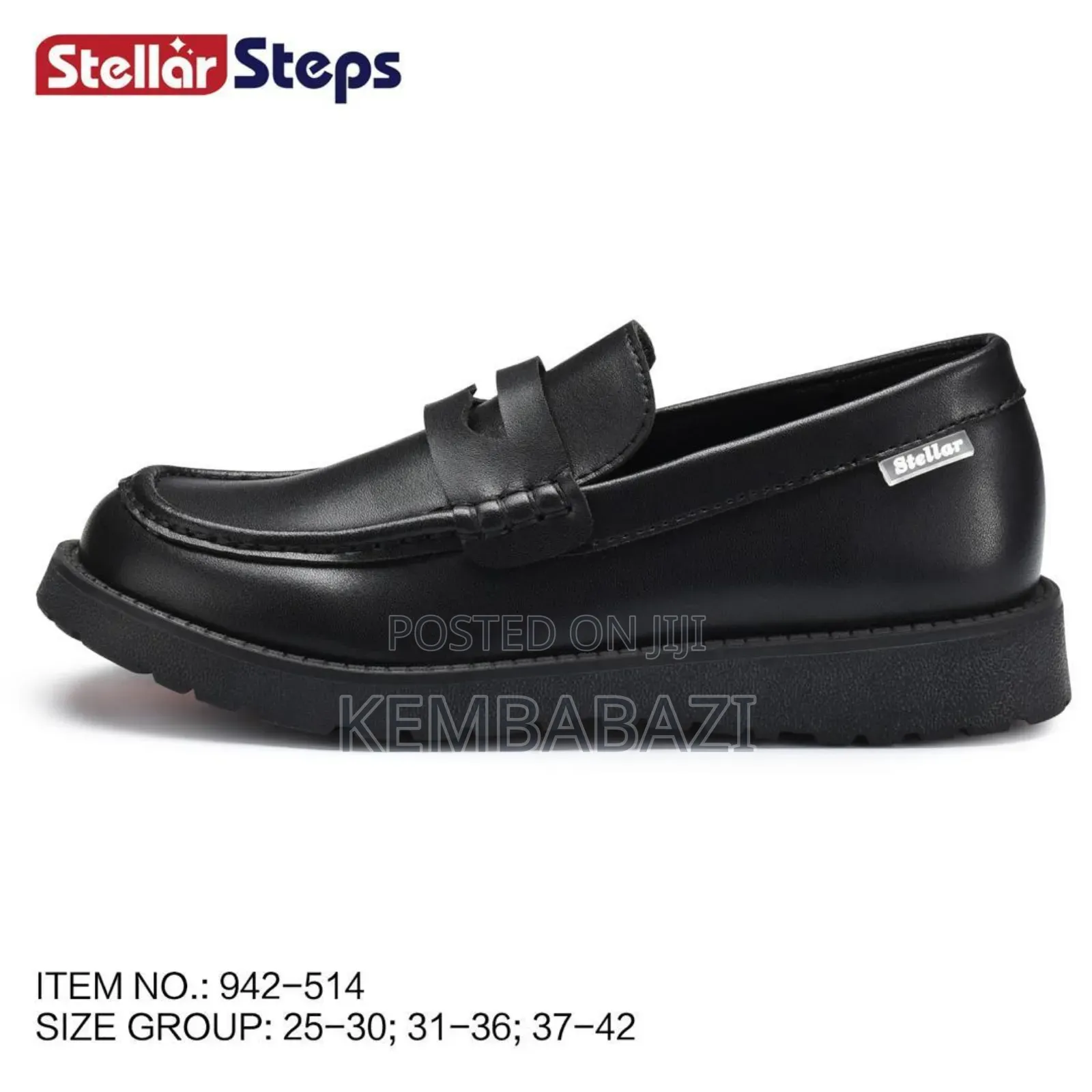 Pair of Stellar Steps Black Patent Leather Mary Jane School Shoes.