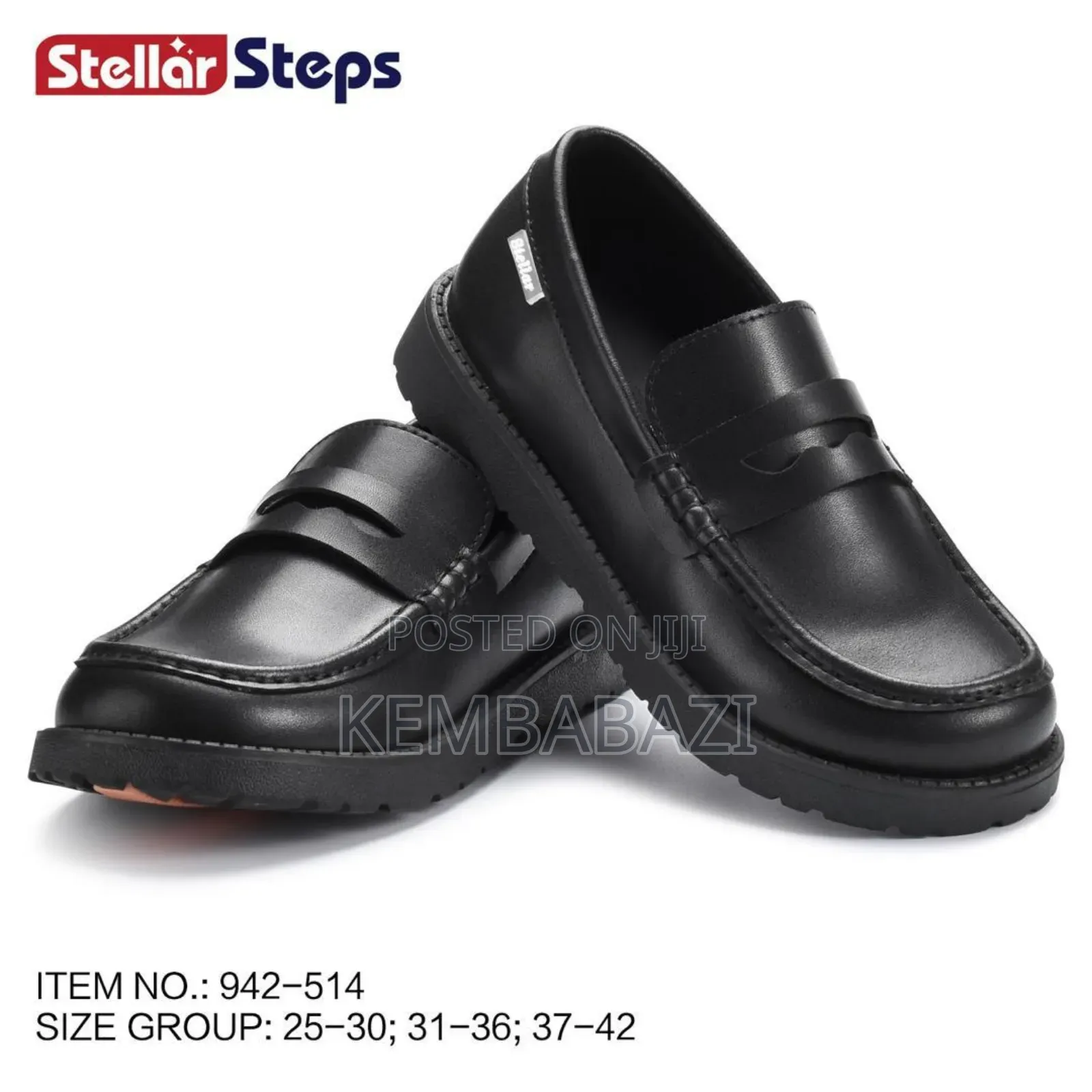 Pair of Stellar Steps Black Patent Leather Mary Jane School Shoes.