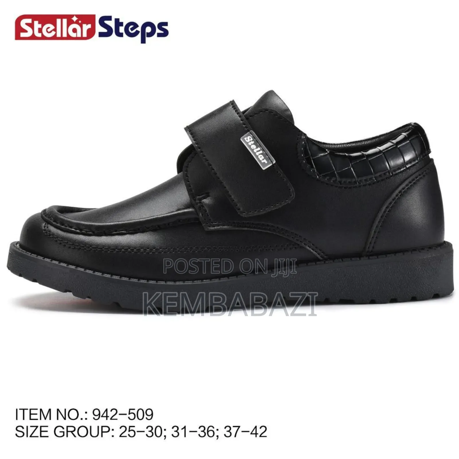Pair of Stellar Steps Black Patent Leather Mary Jane School Shoes.