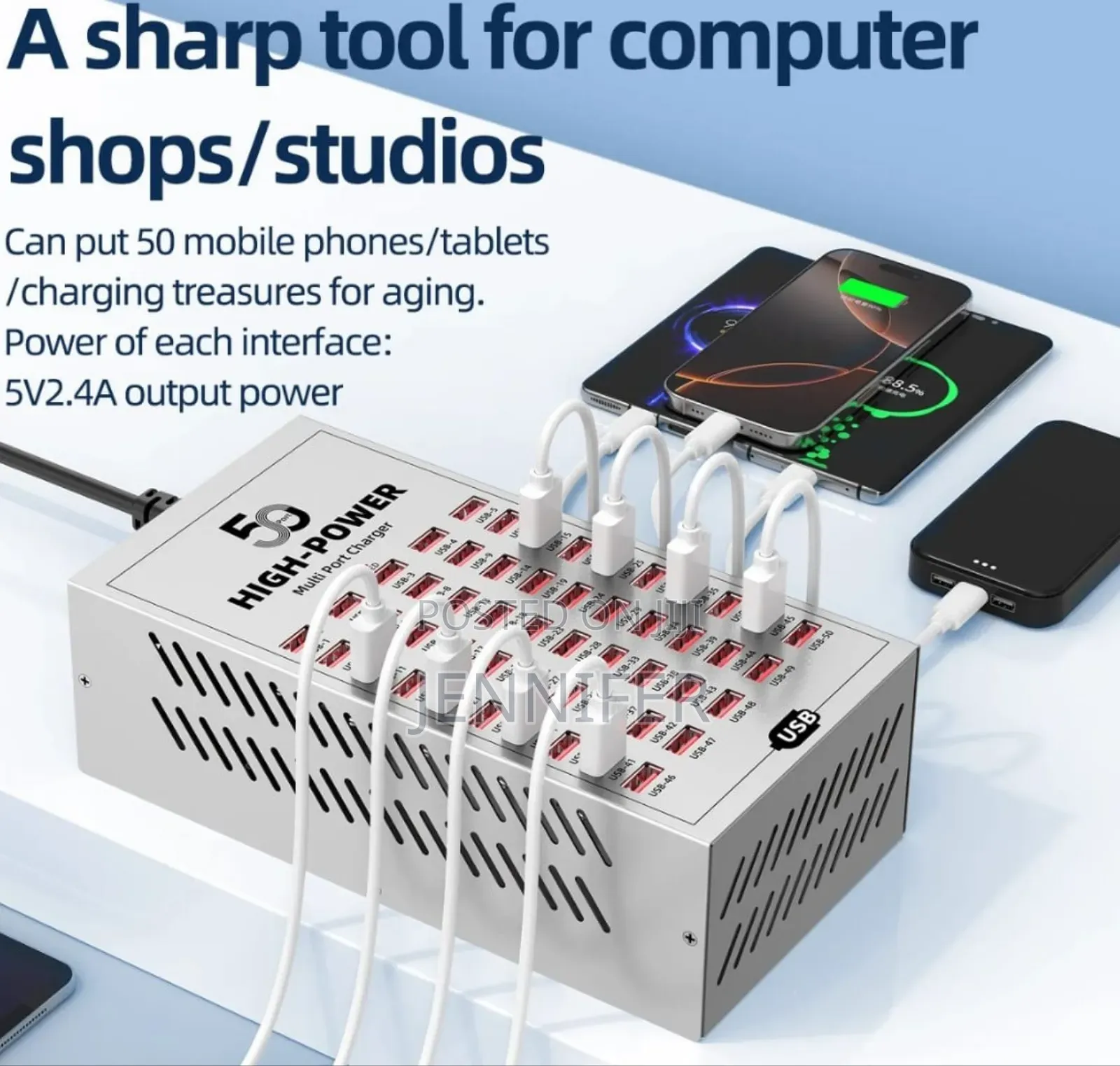 50-Port Usb High-Power Charging Station Designed for Commercial Use
