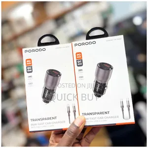 Porodo Transparent 95w Car Charger With 0.9m Usb-C Cable