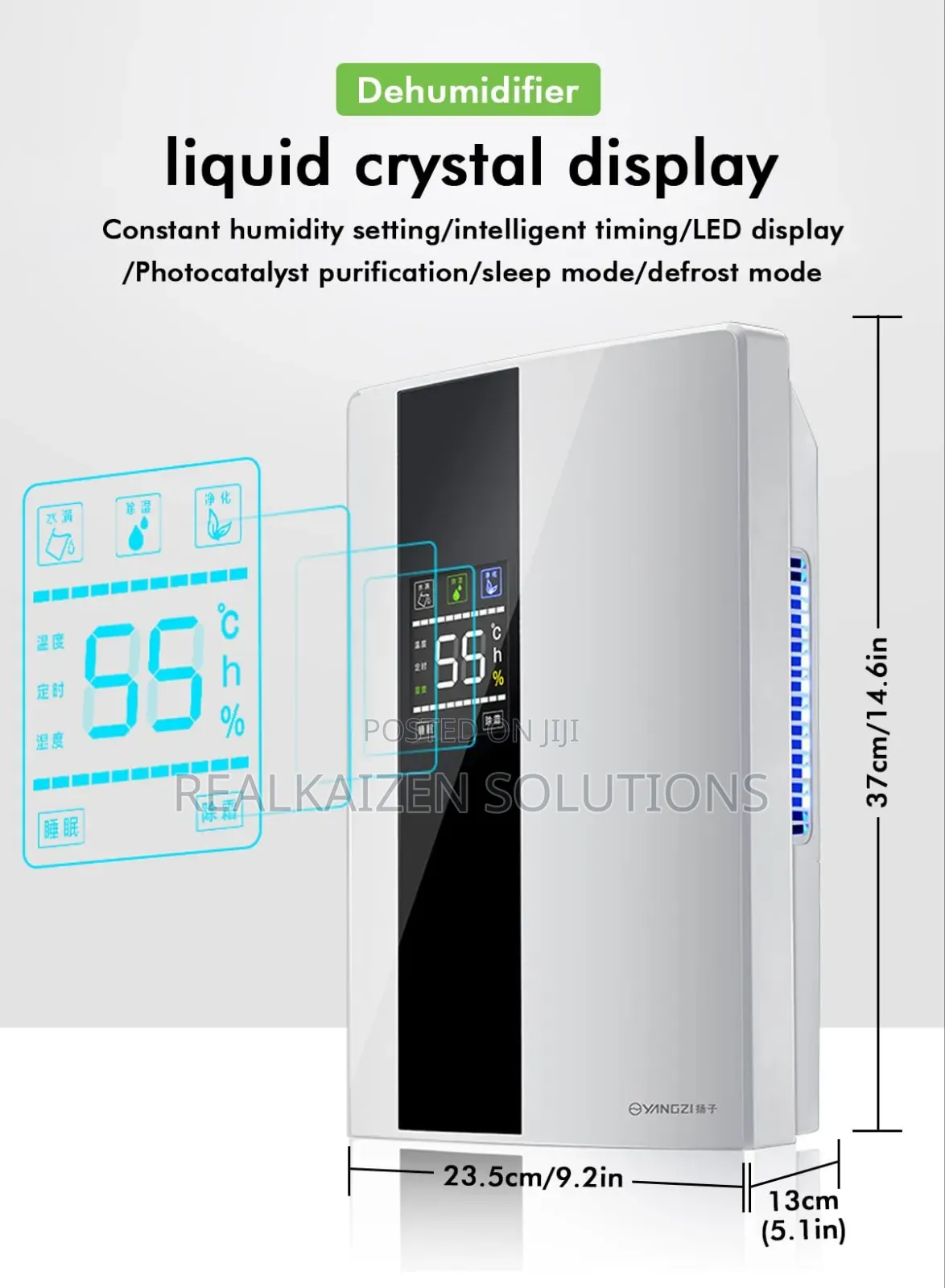 20l/Day Smart Compressor Dehumidifier With Air Purifier 2.2l H2o Tank