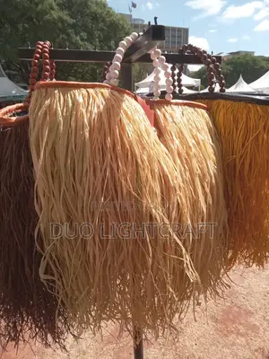 Handwoven Palm Leaves Kikapu Basket With Leather and Raffia Details