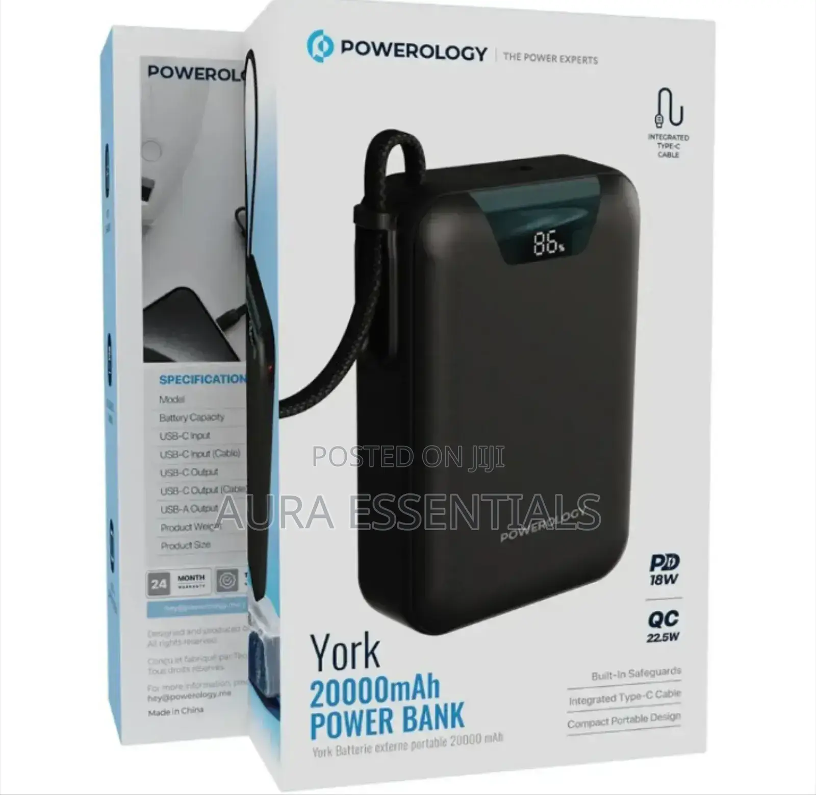 Powerology York 20,000mah Power Bank 20w Pd