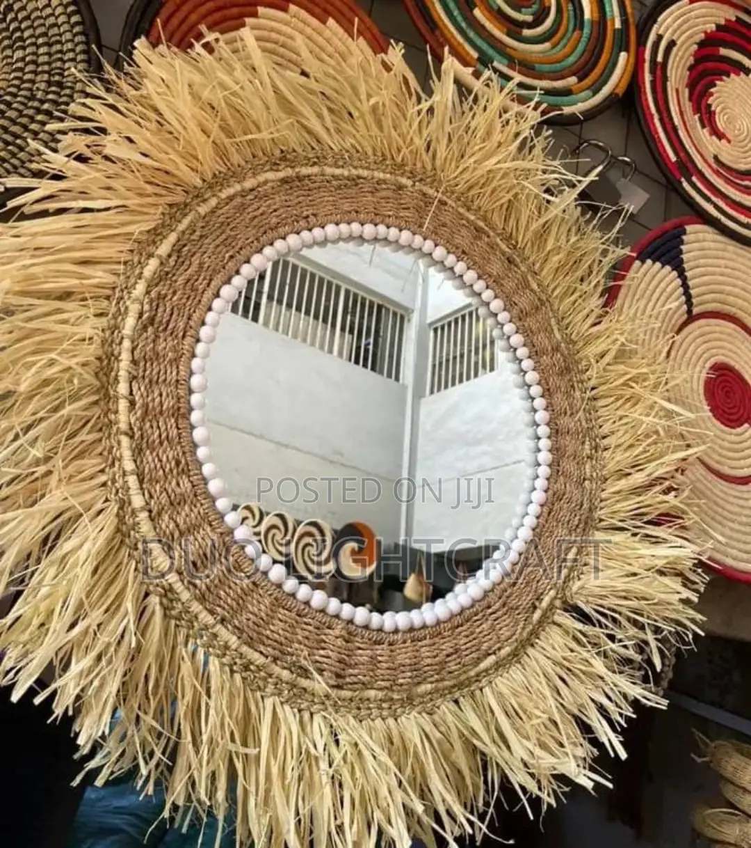 Natural Raffia Mirror Frames~Handmade Wall Decor