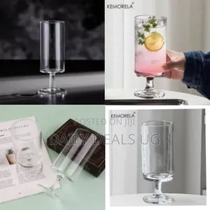 Set of 6 Contemporary Cylindrical Stemmed Glasses - Clear