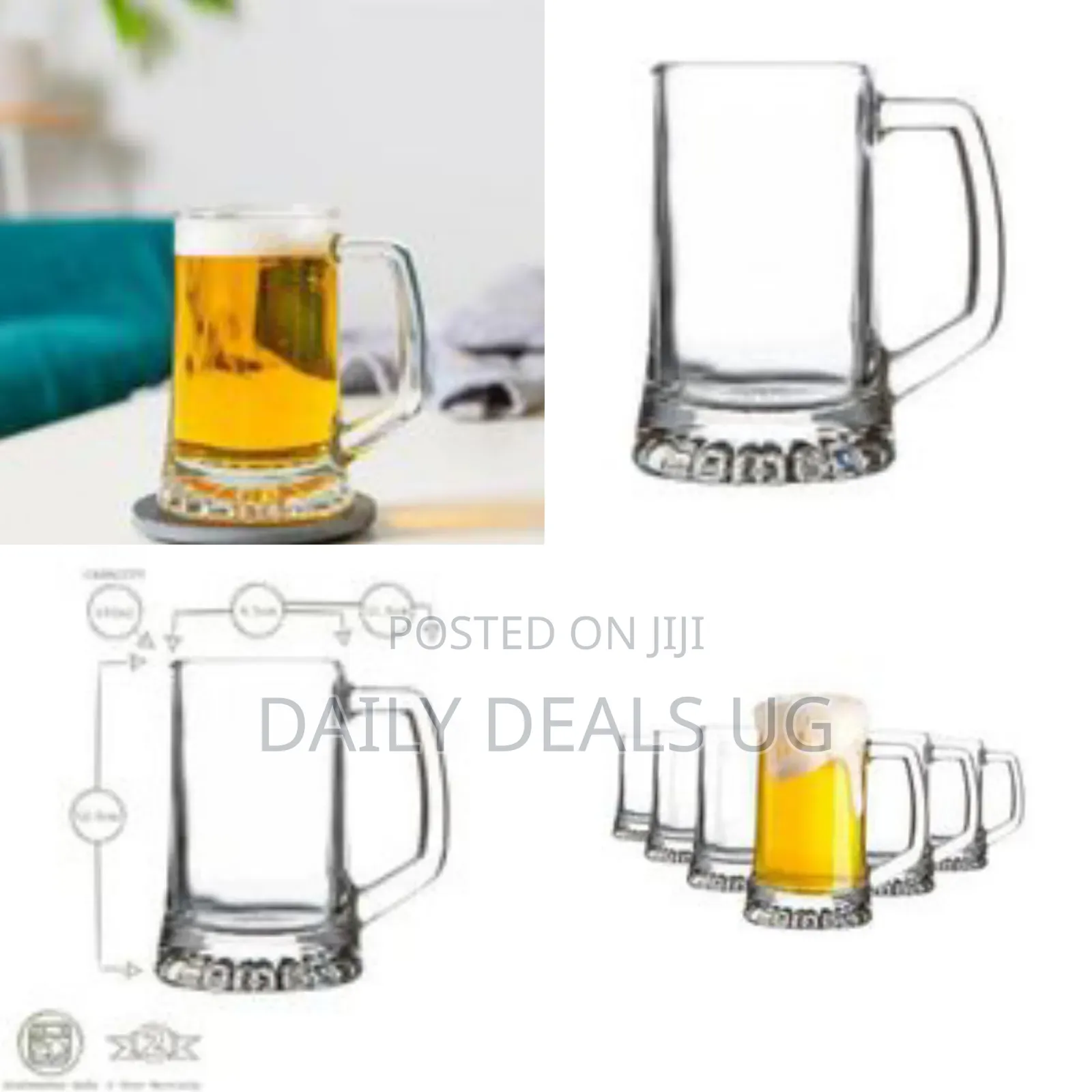 6 Piece Set of Large Beer Glasses