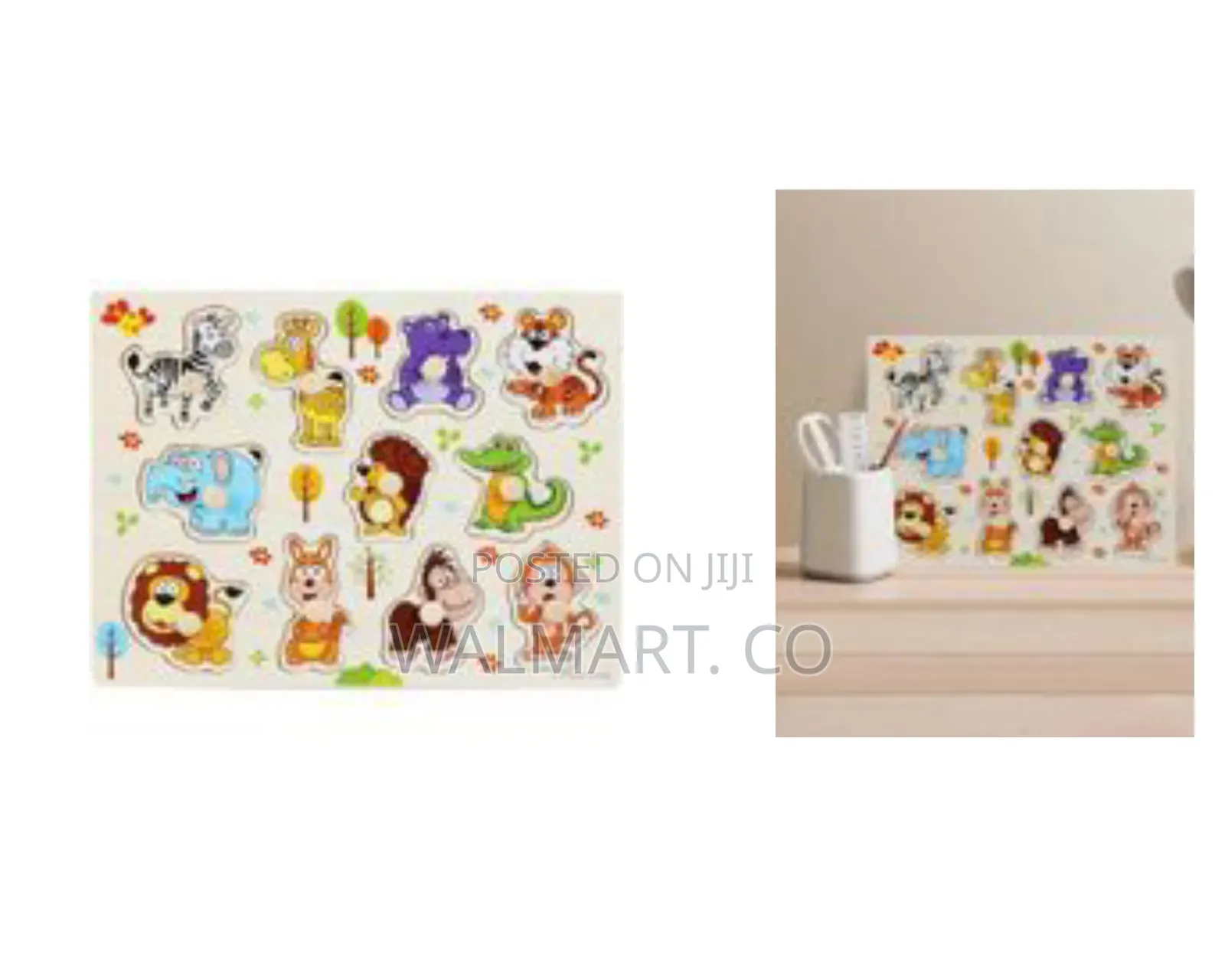 Wooden Zoo Animal Peg Puzzle Educational Toddler Toy