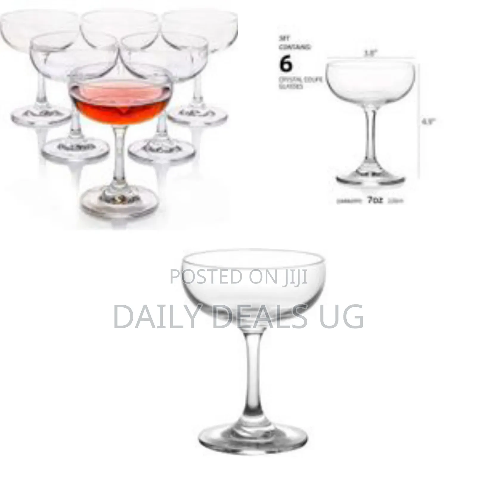 Set of 6 Crystal Coupe Glasses