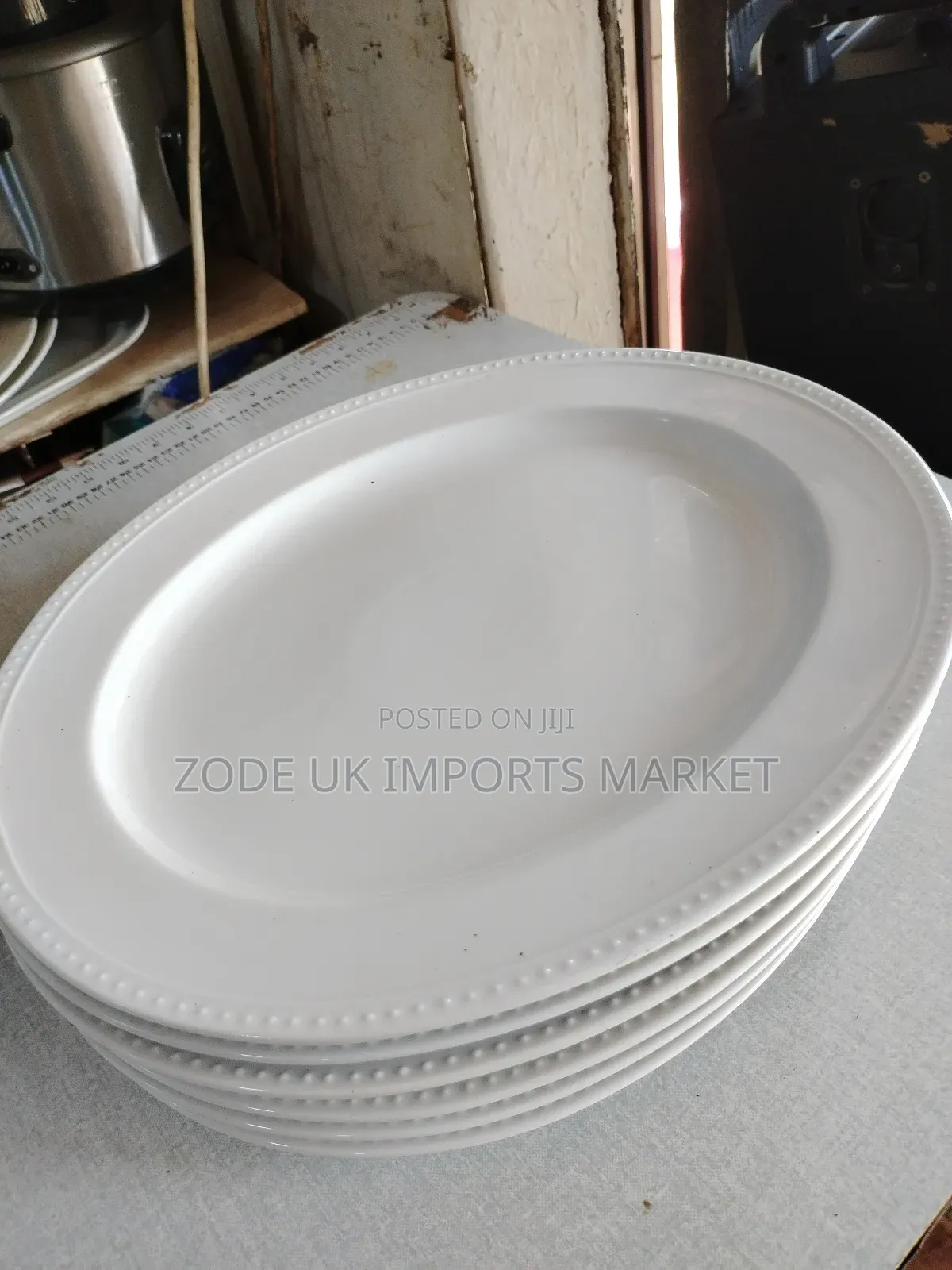 Beaded Oval Porcelain Serving Platter.