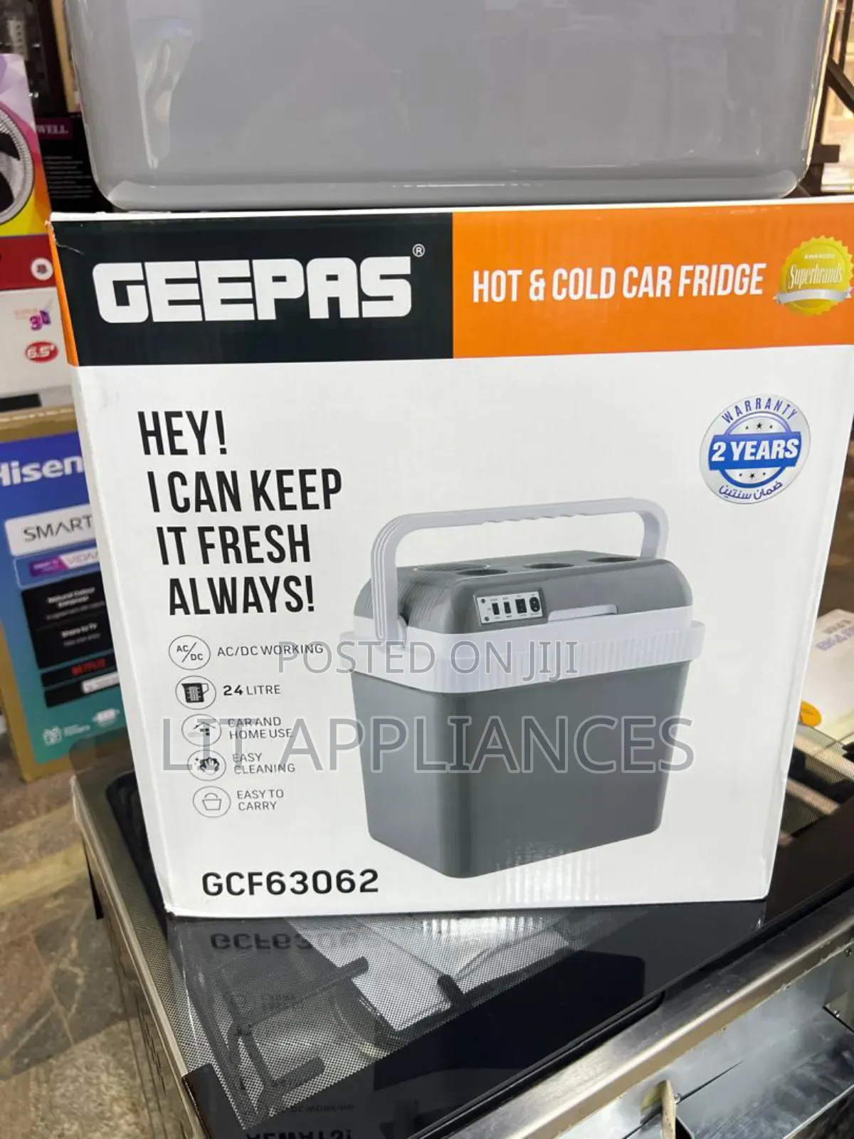 Geepas Car Fridge,Ac/Dc,24l, 2years Warranty , Portable and Durable.
