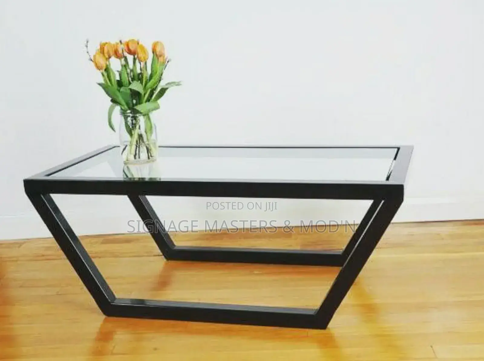 Contemporary Steel and Glass Coffee Table