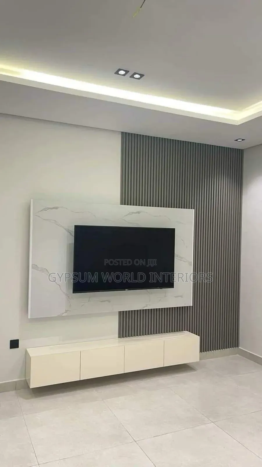 Tv Unit With Wall Panels and Marbel Sheet