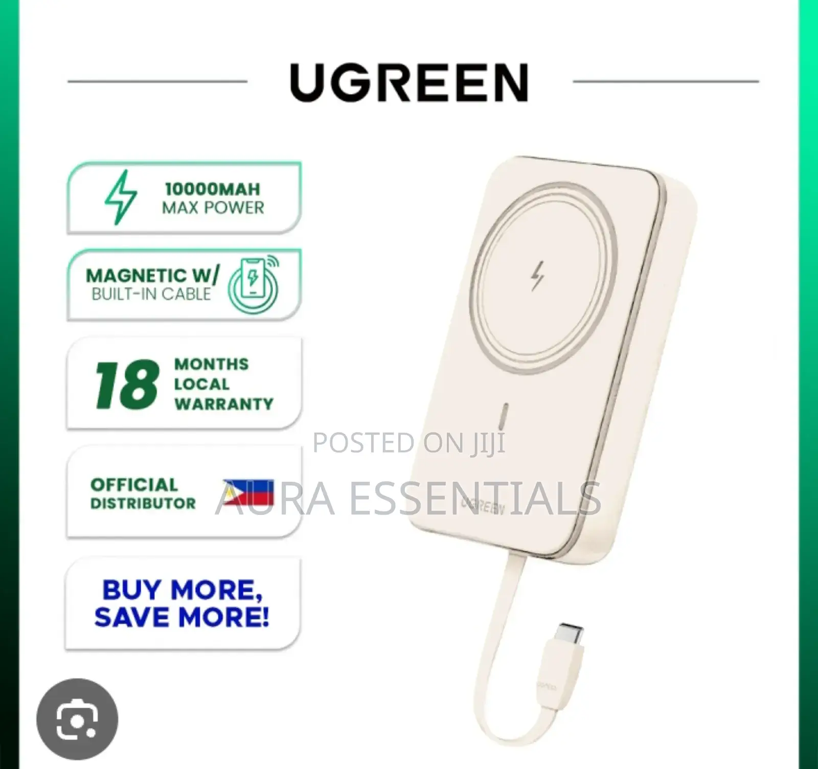 Ugreen Nexode 10000mah Magnetic Wireless Power Bank 20w