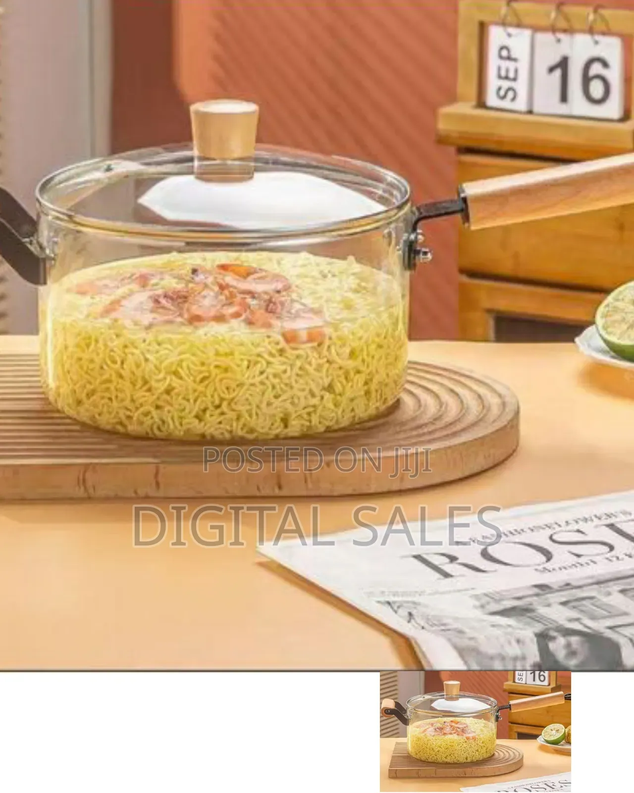 Elegant Clear Glass Saucepan / Cooking Pot