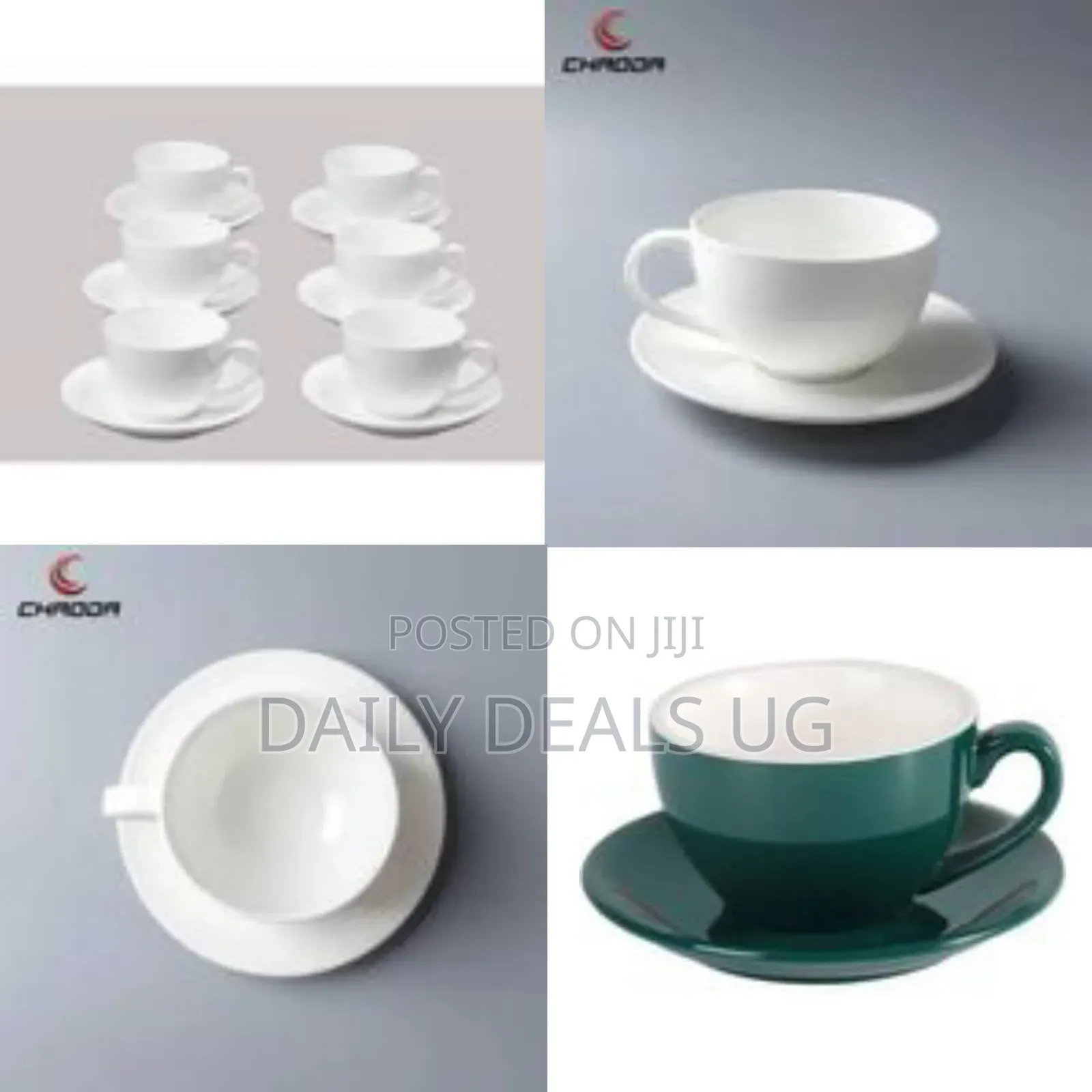 6-Piece Set of Elegant White Ceramic Teacups and Saucers