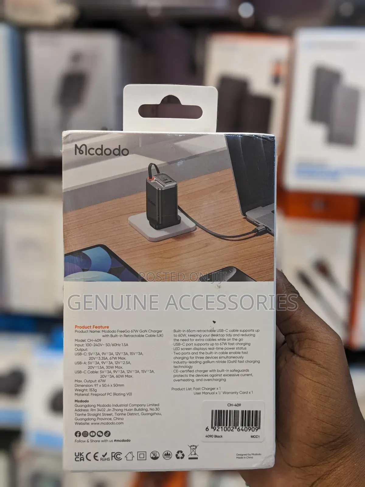 Macdodo Freego 67w Gan Charger With Built-in Retractable Cable