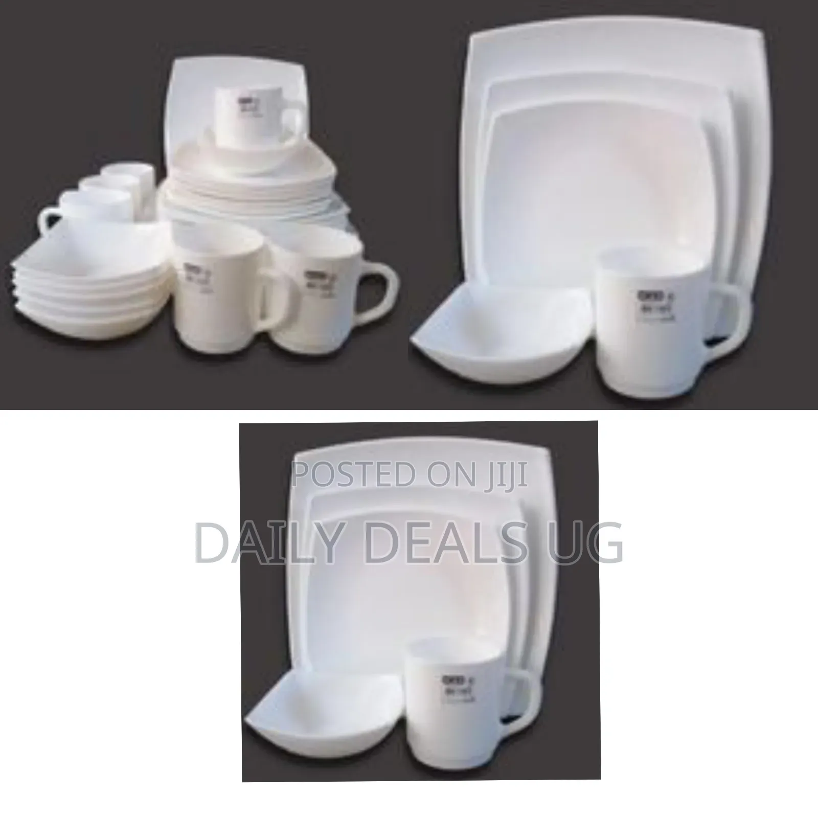 30 Piece Set of 6 Ceramic Dinner Plates, 6 Cups, 6 Bowls, 6 Side