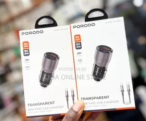 Porodo Transparent 95w Car Charger With 0.9m Usb-C Cable