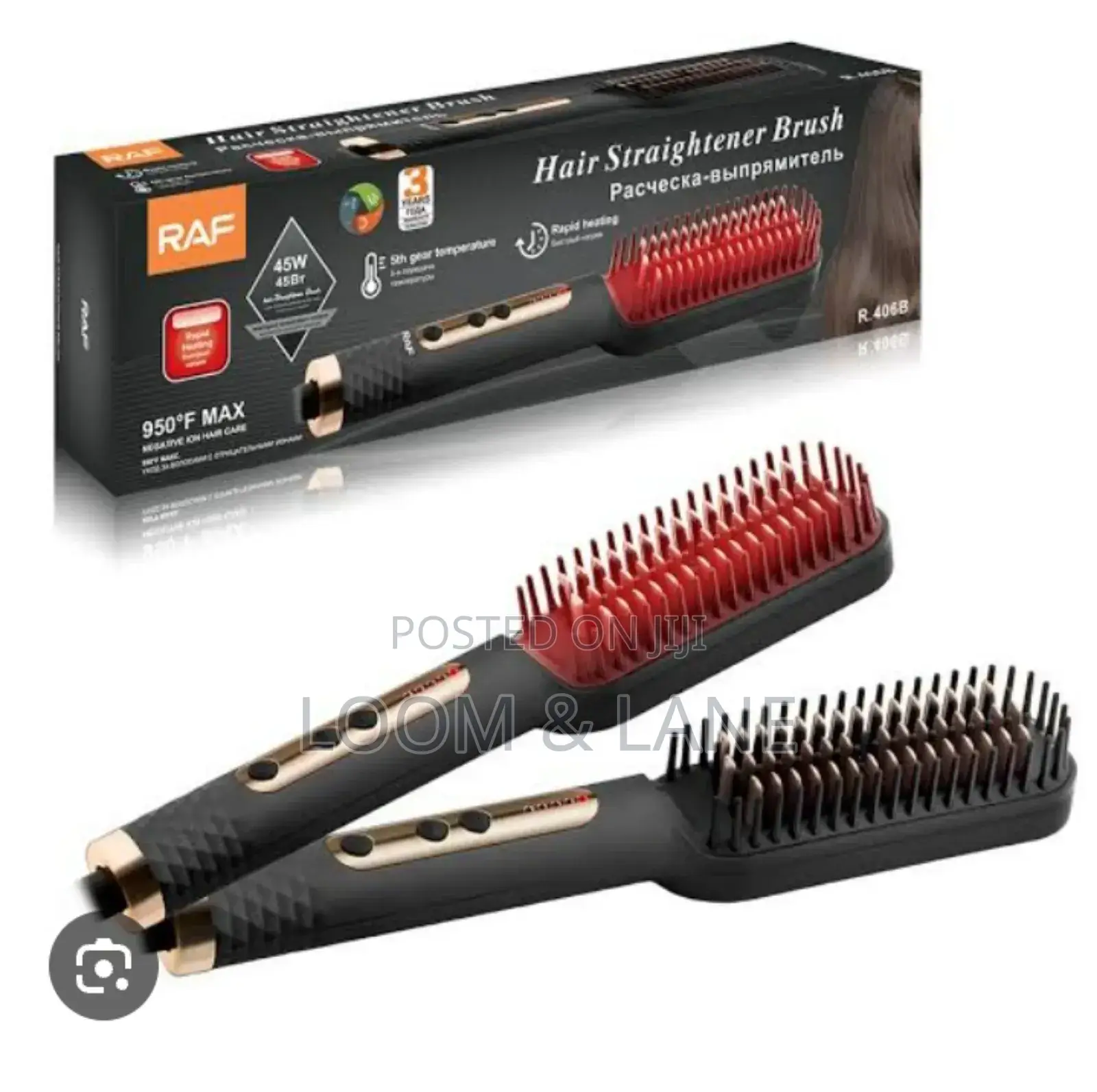 Raf R.406g Natural Hair Straightener Brush