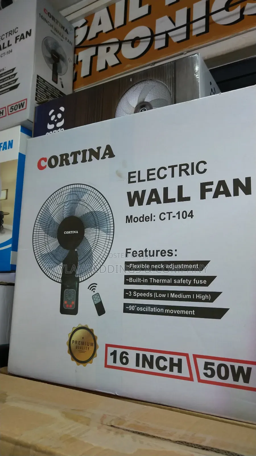 Cortina Remote Control 5 Blade Oscillation Wall Fan High Air Flow