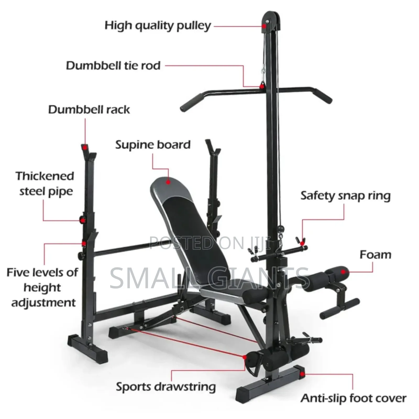Multifunctional Adjustable Weight Lifting Bench Press Set