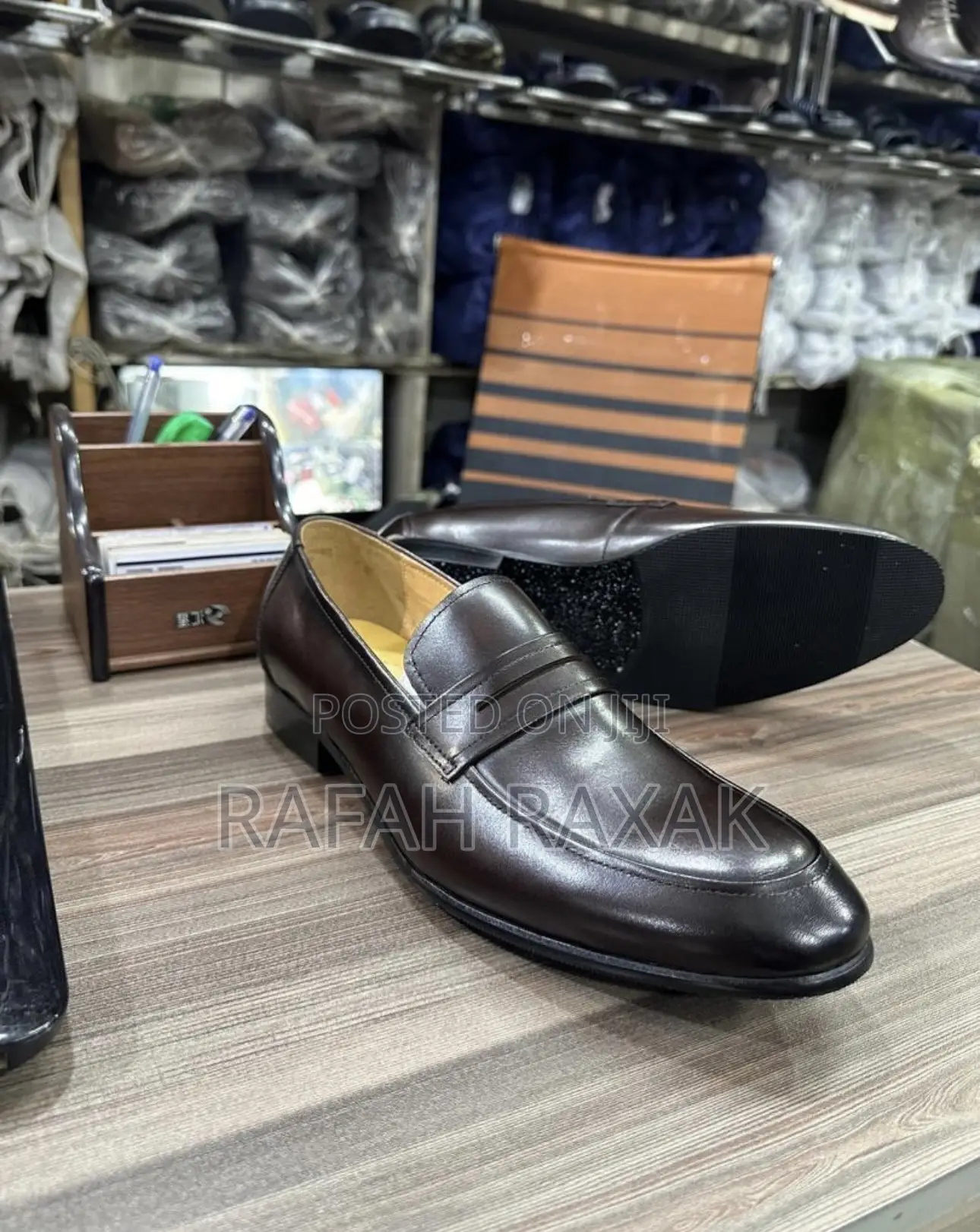 Original Men’S Dark Tan Renato Castello Leather Penny Loafers