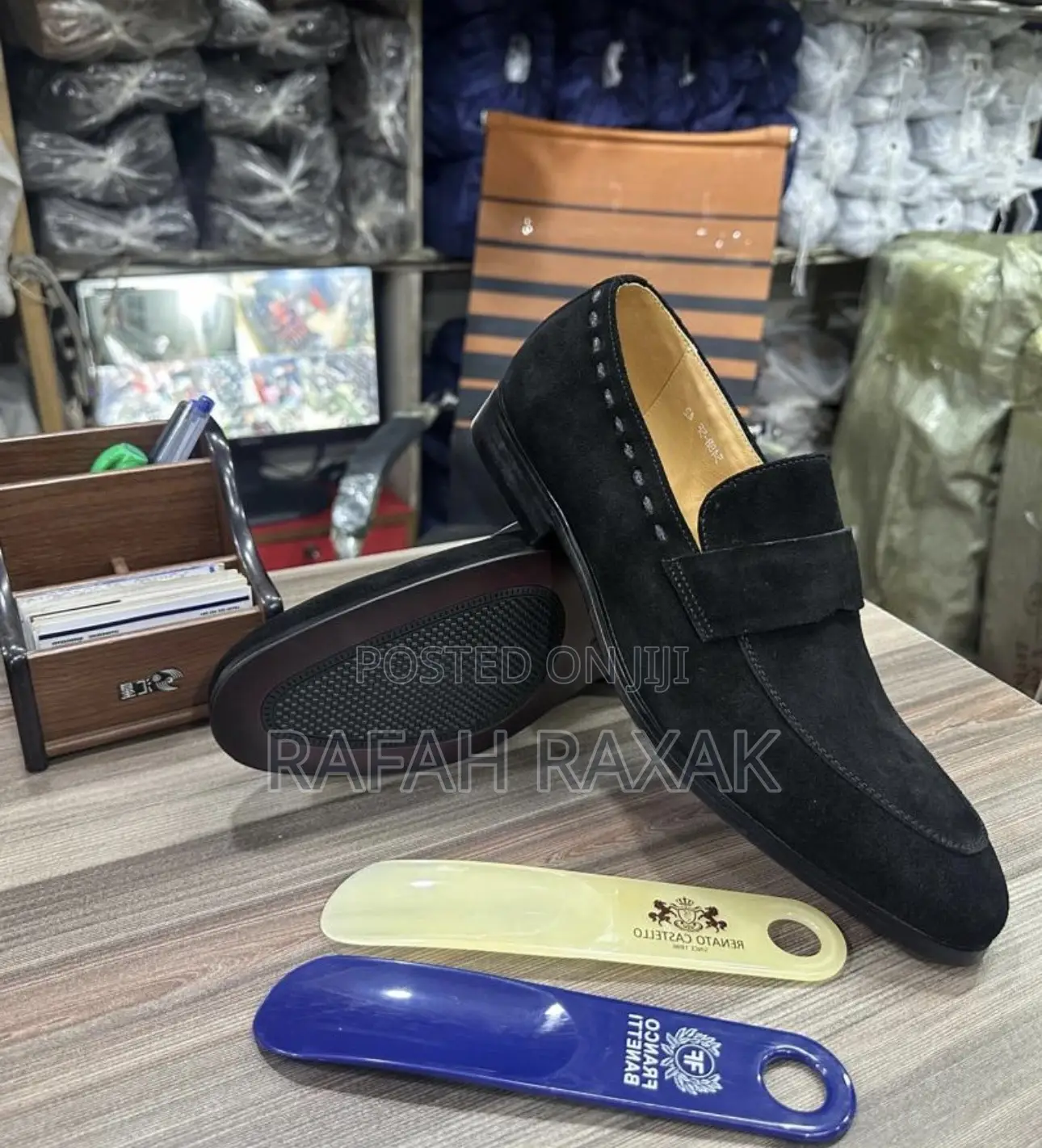 Original Men’S Renato Castello Black Suede Penny Loafers