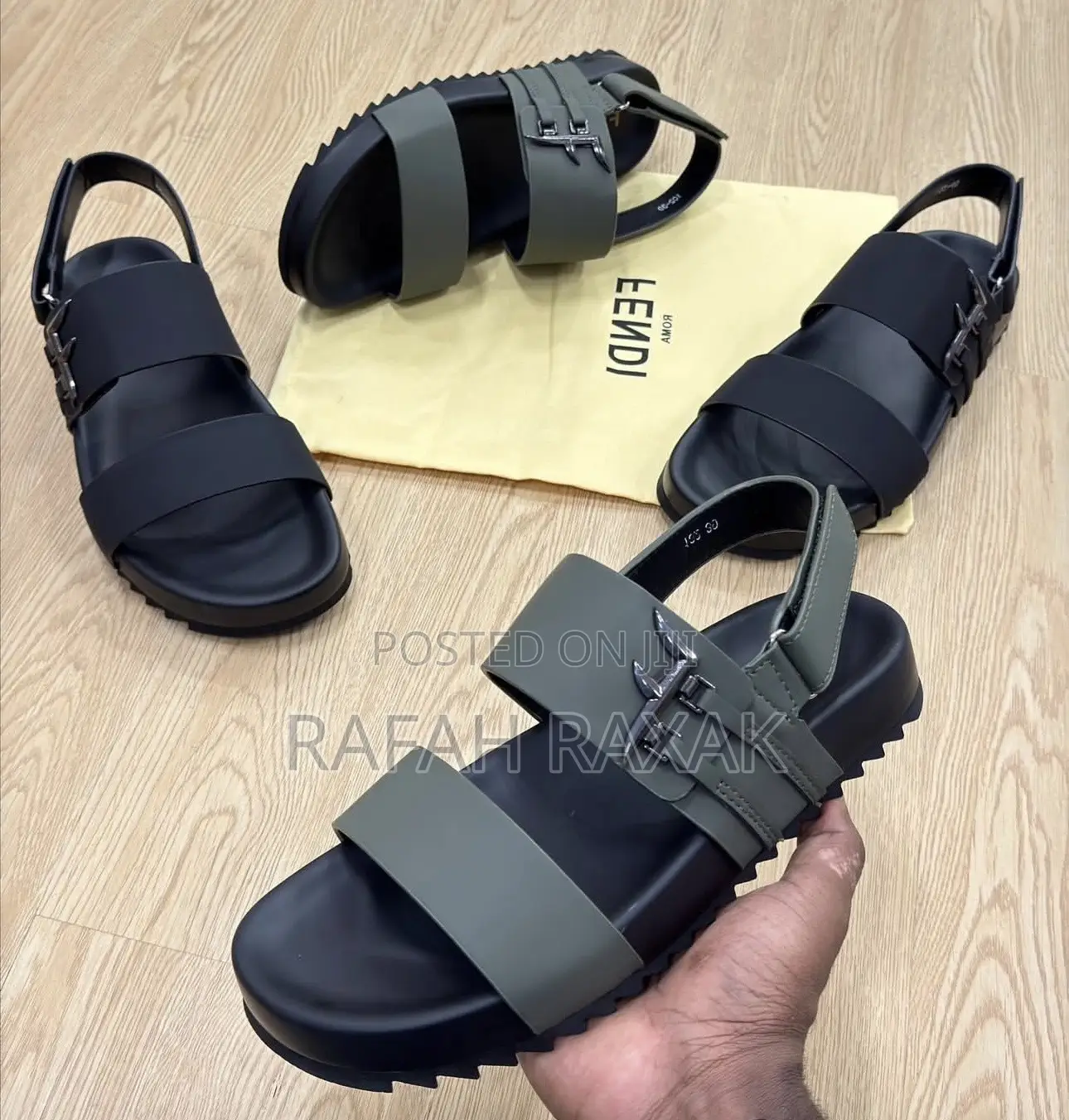 Original Men’S Fendi Roma Ankle Strap Leather Sandals