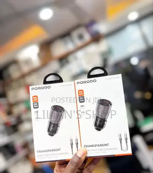 Porodo Transparent 95w Car Charger With 0.9m Usb-C Cable