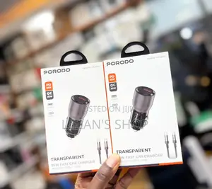 Porodo Transparent 95w Car Charger With 0.9m Usb-C Cable