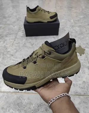 Original Men’S Green Ecco Casual Leather Waterproof Hiking Shoes