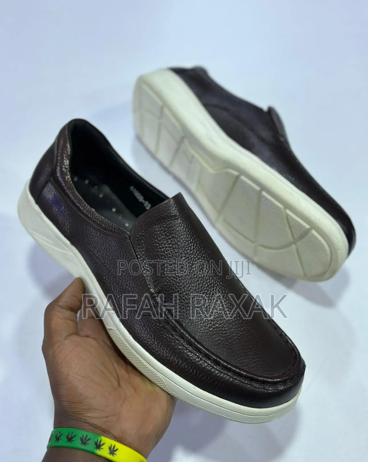 Original Men’S Coffee Brown/White Clarks Casual Slip-on Leather Shoe
